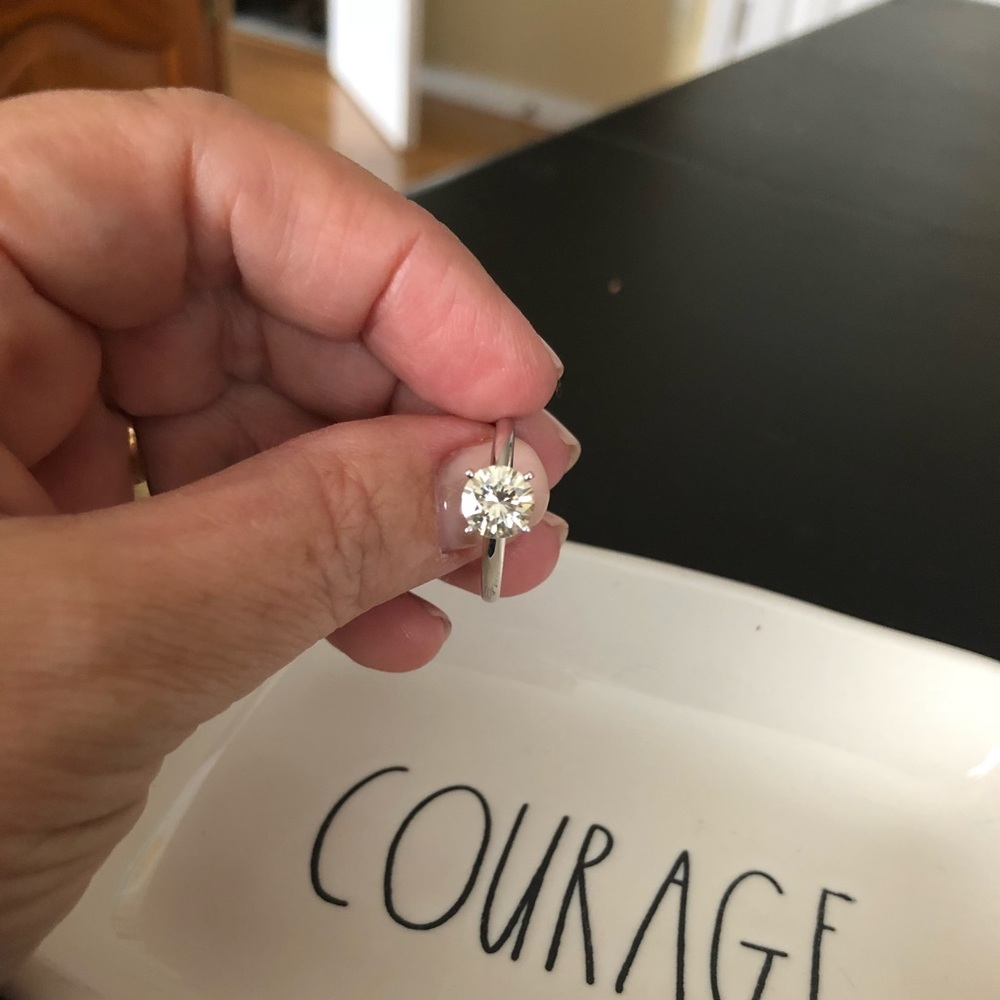 Moissanite Engagement Ring 10k white gold